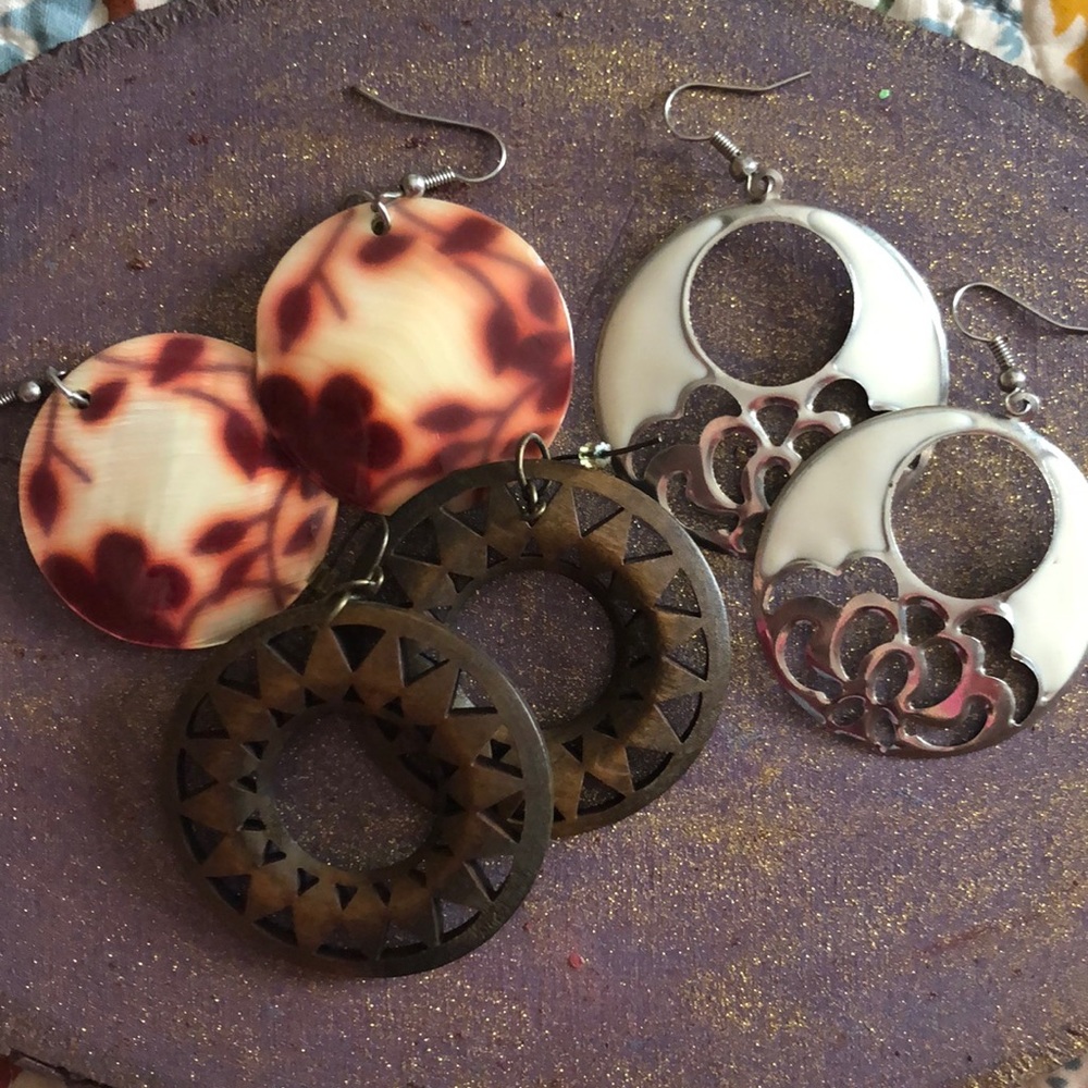 Round dangle earring set